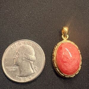 Vintage Rhodochrosite .925 Gold Plated Pendant